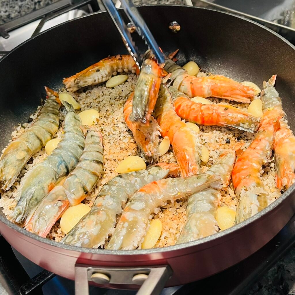 shrimp in pan shrimp in pan